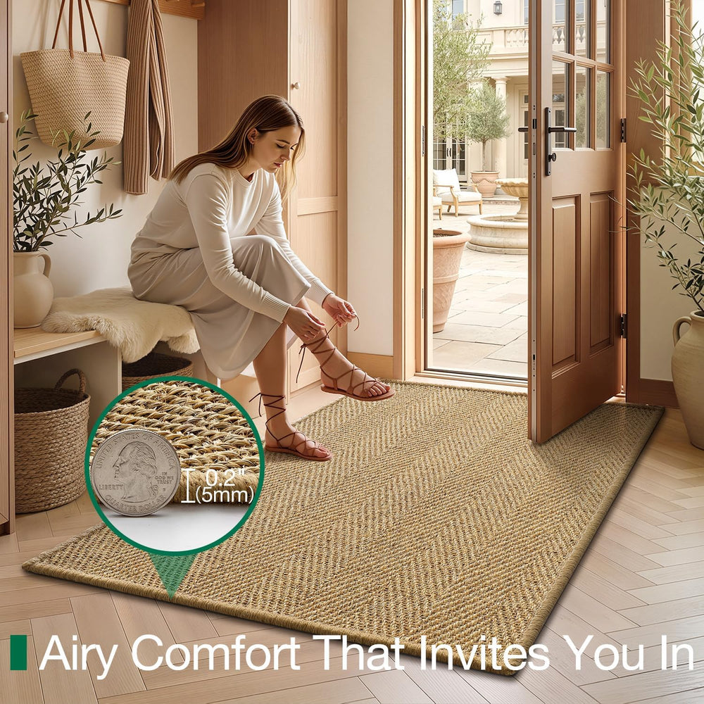 LUMI Indoor Door Mat 20"x32", Non-Slip Handwoven Sisal Rug, Herring...