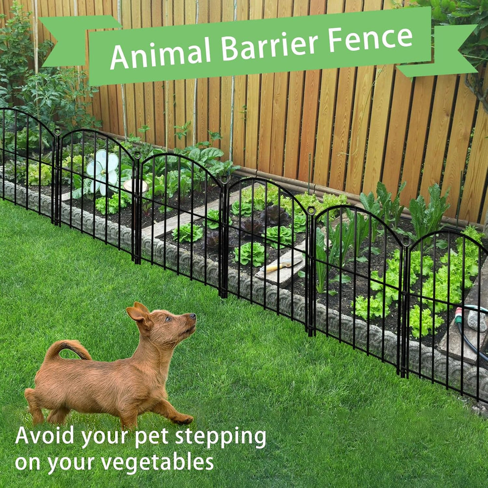 Decorative Garden Fence 17in x10ft, 10 Pack Rustproof Metal No Dig Fence Anim...