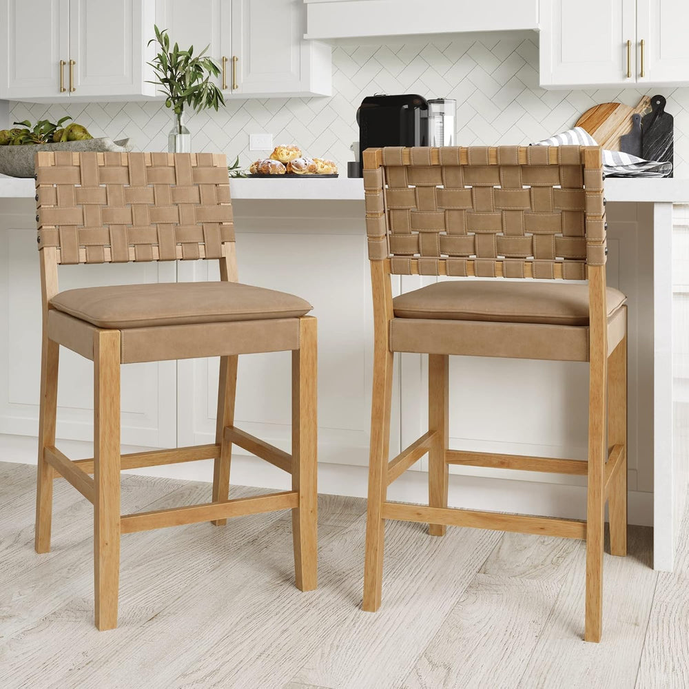 Nathan James Cohen Mid-Century Modern Suede Bar Stool, Counter Height Chair i...