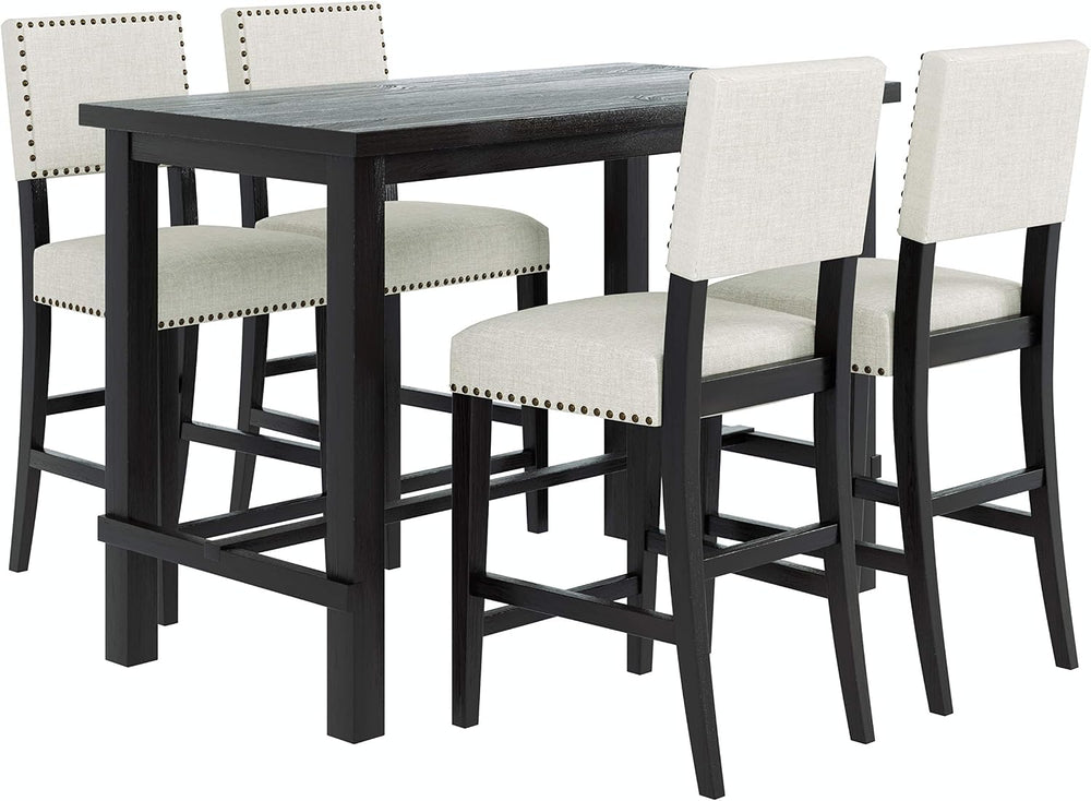 Merax 5 Pieces Counter Height Dining Set, Elegant Wooden Desk and 4 Upholster...