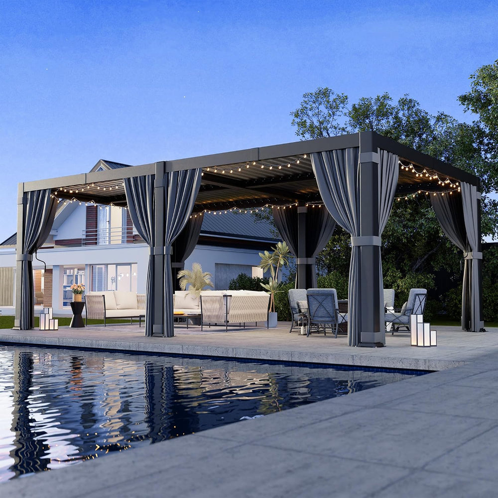 Airwire 12'x20' Louvered Pergola Aluminum Frame Gray
