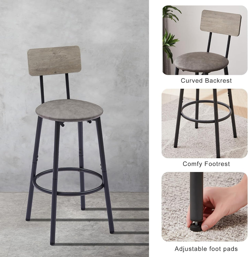 3 Piece Round Bar Table Set with Storage Shelf, Bistro Pub Counter Height Tab...