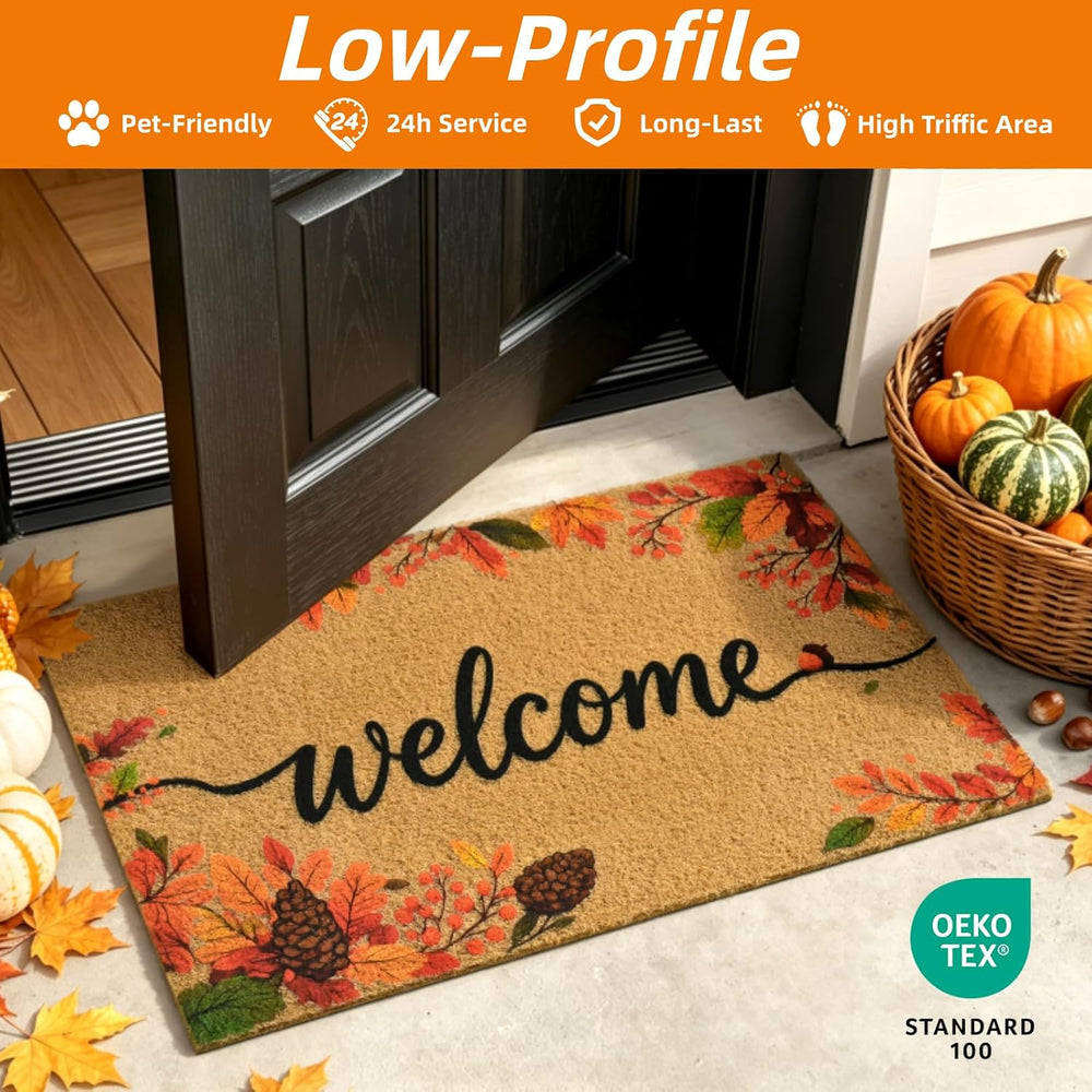 Fall Leaves Welcome Door Mat for Front Door Outdoor Indoor 17x29 in