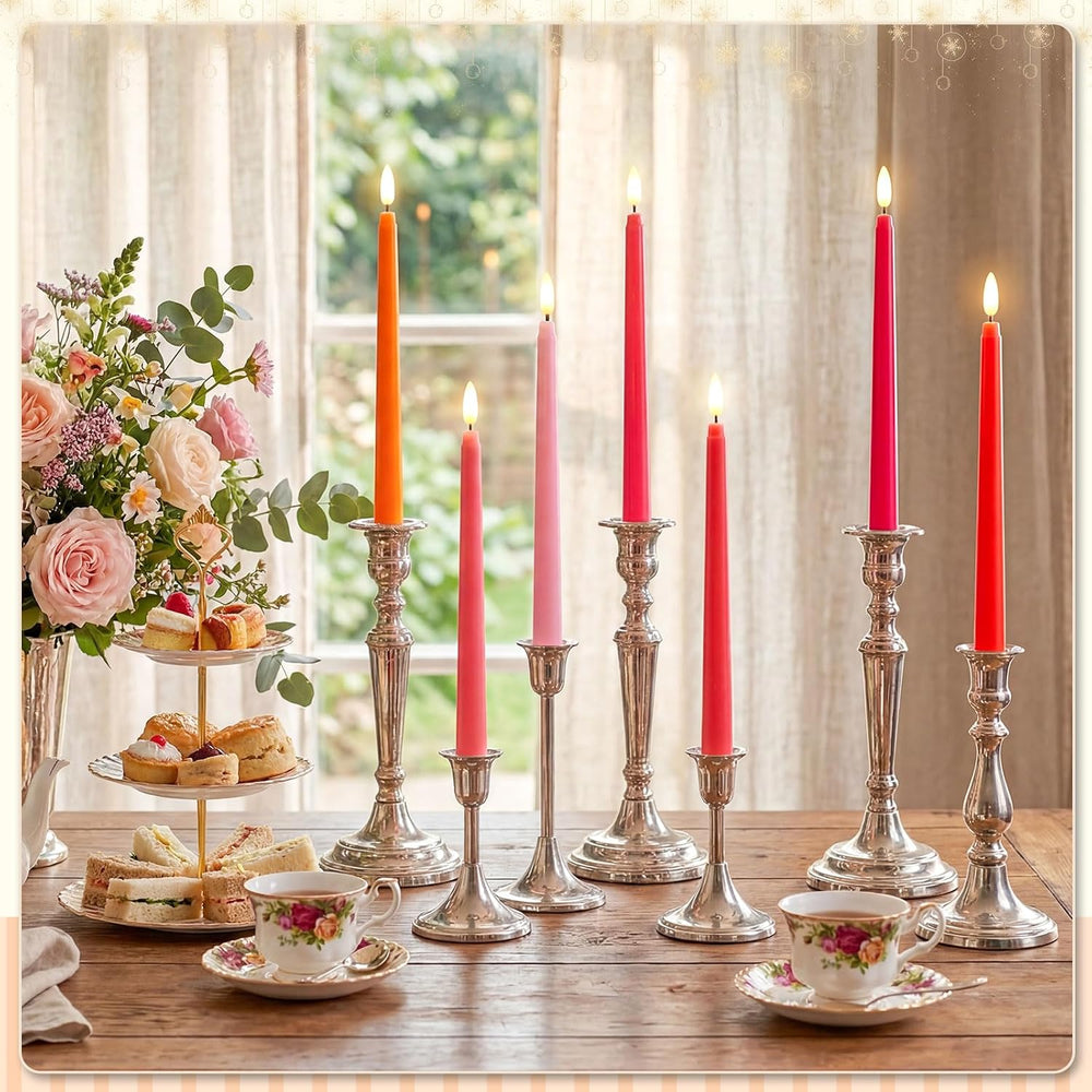 Baquler 24 Pcs 11'' Pink Orange Flameless Taper Candle Colorful Candl...