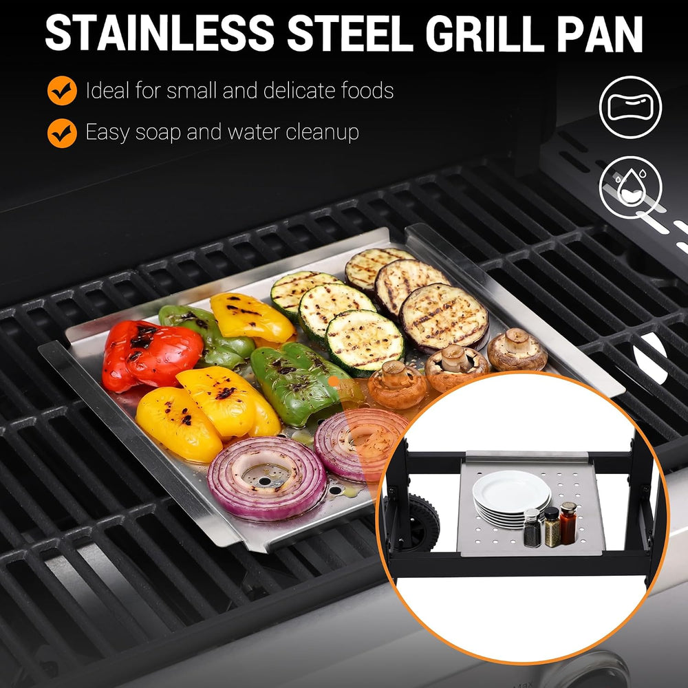 4-Burner Propane Gas Grill with Folding Side Tables