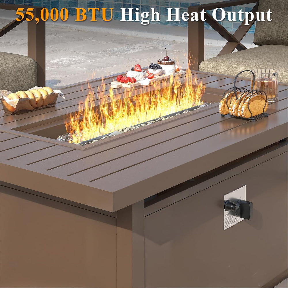 43" Propane Fire Pit Table, 55,000 BTU Outdoor Gas Fire Table with Lid, ...