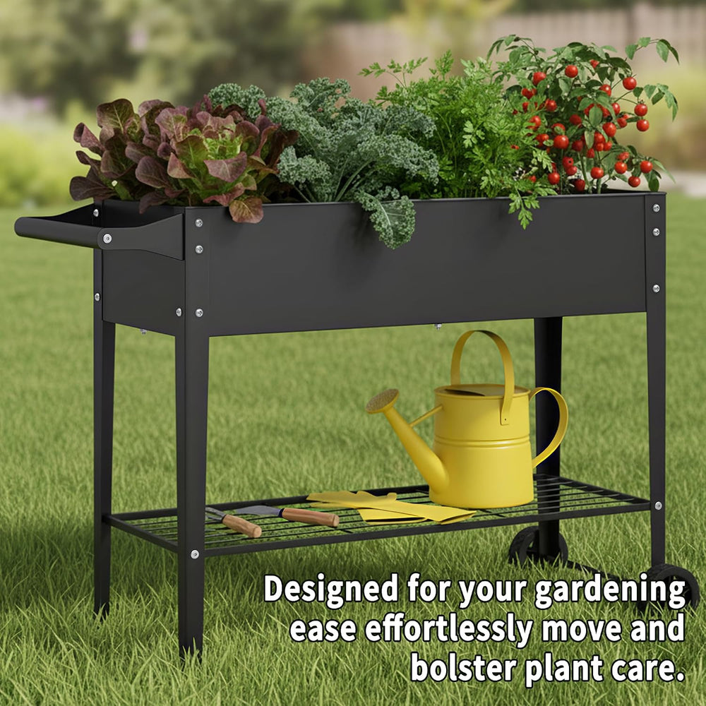 Elevate 2Pcs 32" Tall Raised Garden Bed with Wheel,Planter Box for Backy...