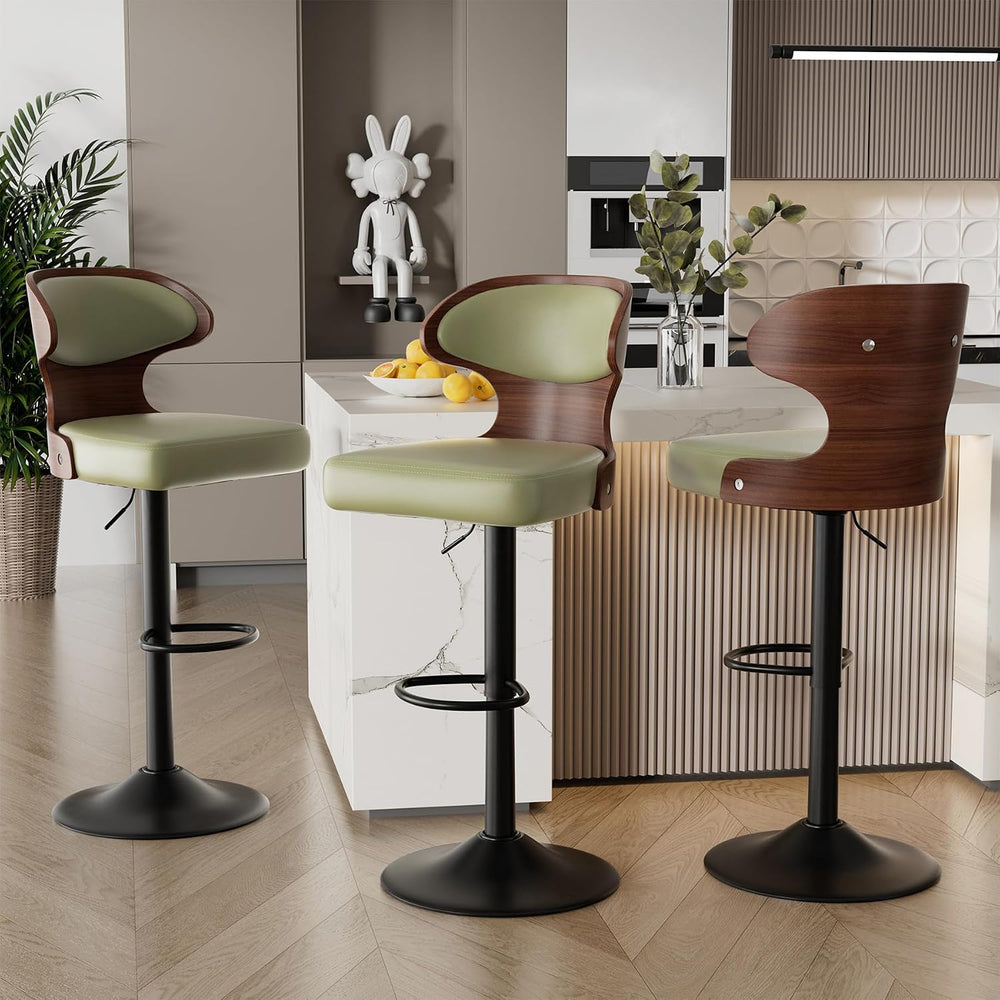 Swivel Bar Stools Set of 3,Adjustable Height Bentwood Barstools