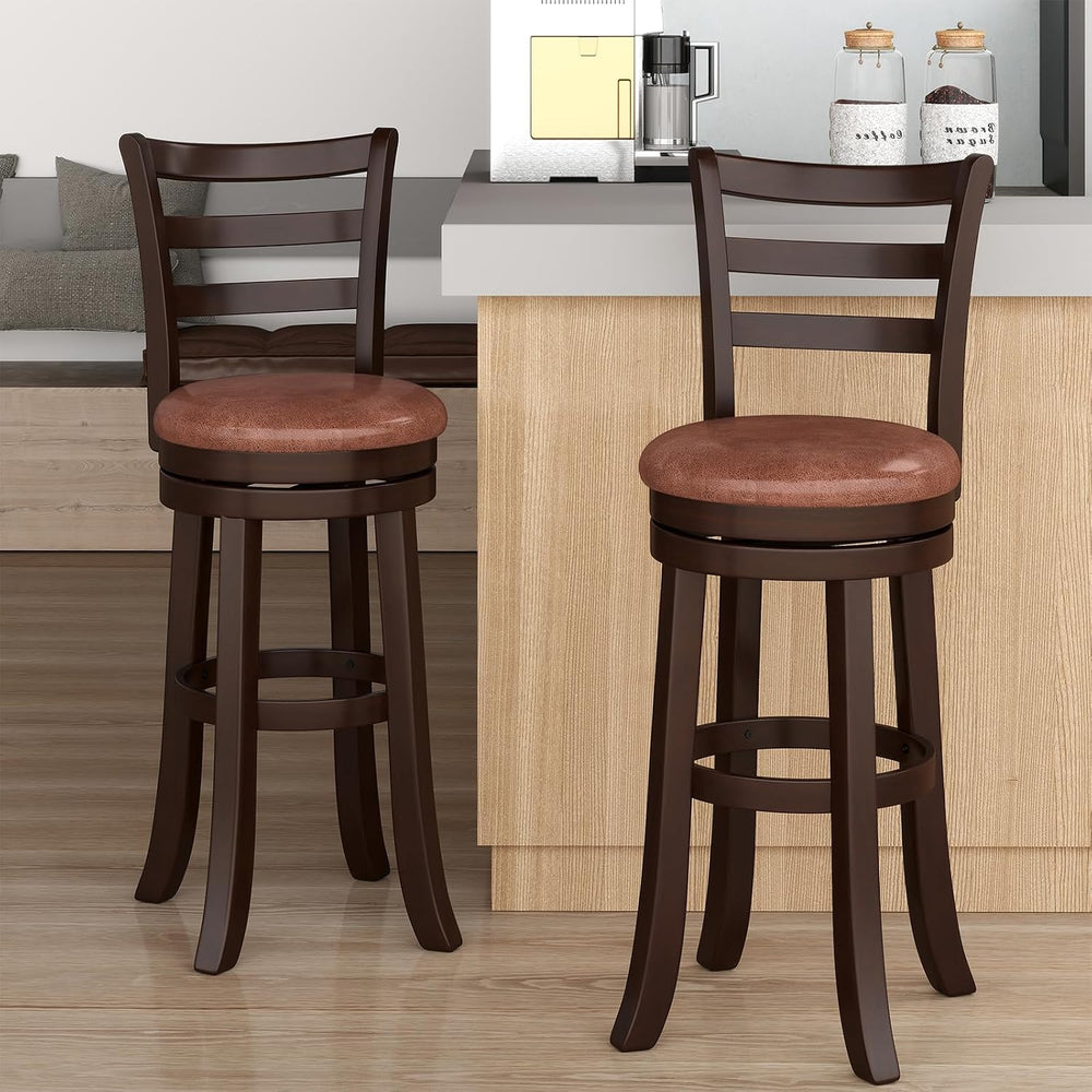 GIANTEX Swivel Bar Stools Set of 2, 30" Upholstered Counter Height Bar C...