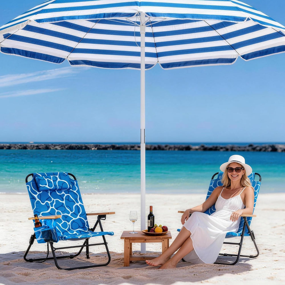 Premium Portable Camping Chair 5-Position Recliner Beach Folding Lightweight ...