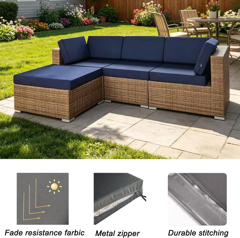 9pcs Outdoor Cushion Cover w/ Zipper,Waterproof 25.6x25.6x4" Navy Blue