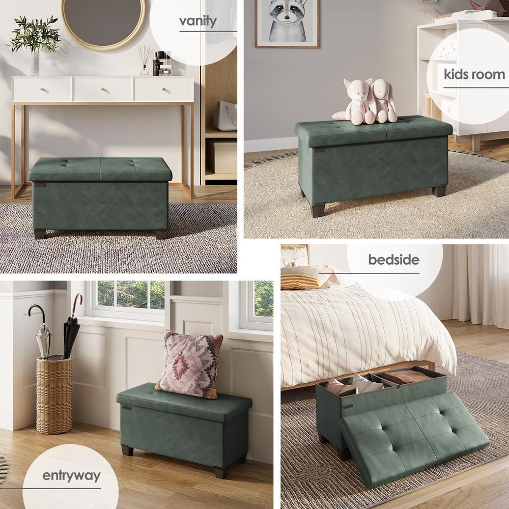 Storage Ottoman Bench with Bins, 30-in Storage Bench for Bedroom End of Bed, ...