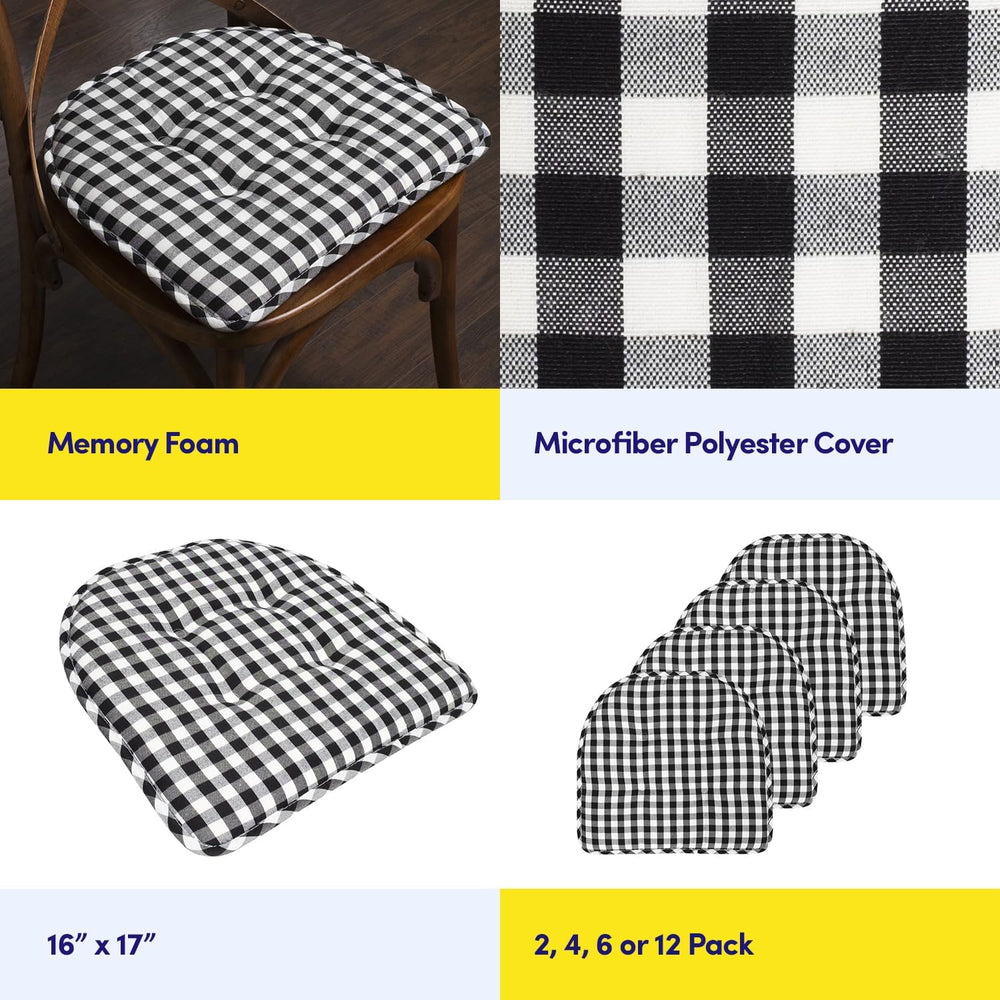 Sweet Home Collection Chair Cushion Memory Foam Pads Tufted Slip Non Skid Rub...