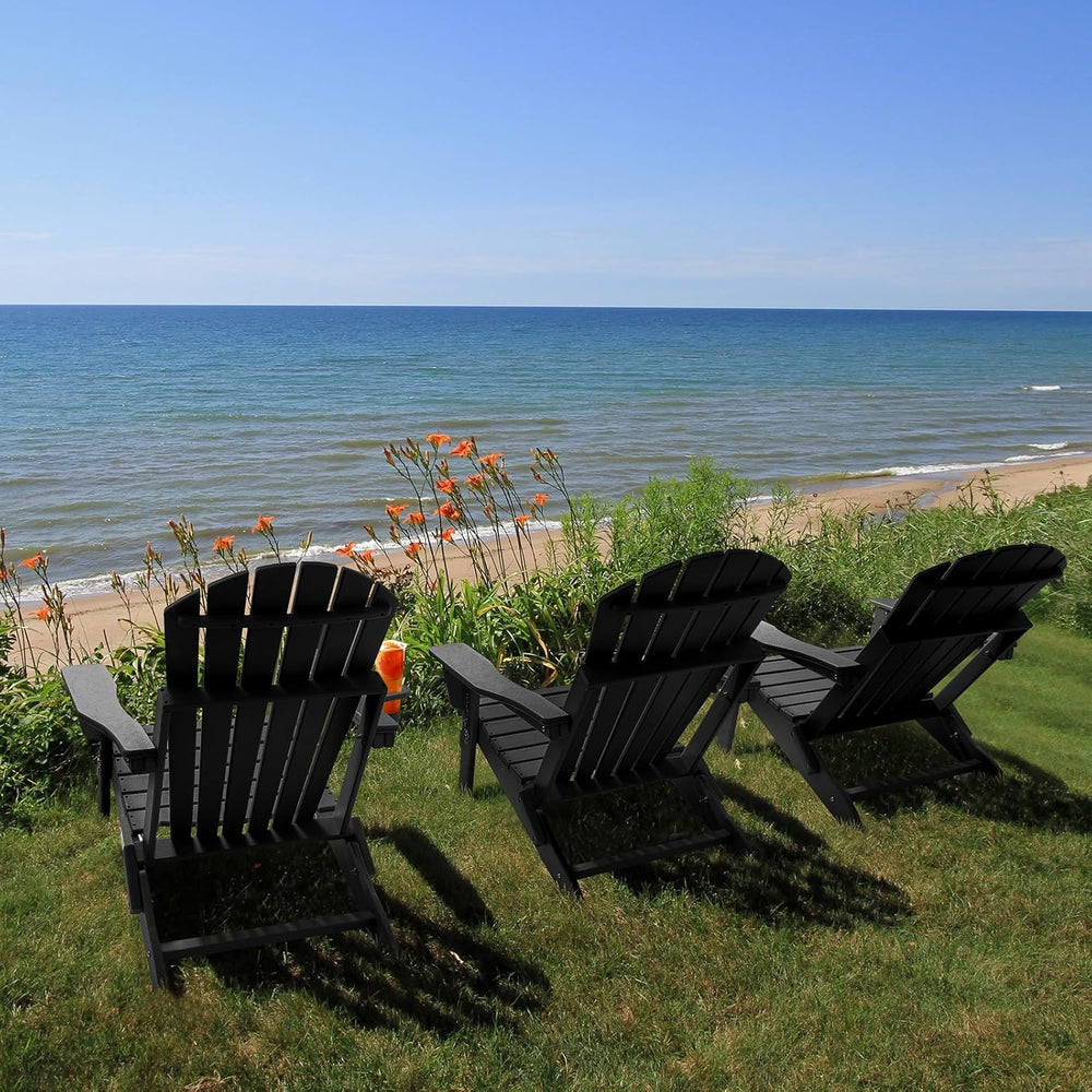 Oversized Folding Adirondack Chair Set of 4 with Adjustable Backrest 400LBS
