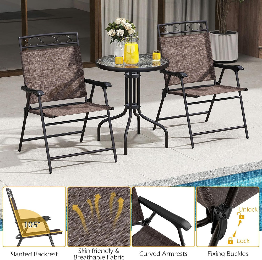 Goplus Bistro Table and Chairs Set of 2, Outdoor 3 Piece Patio Bistro Set wit...