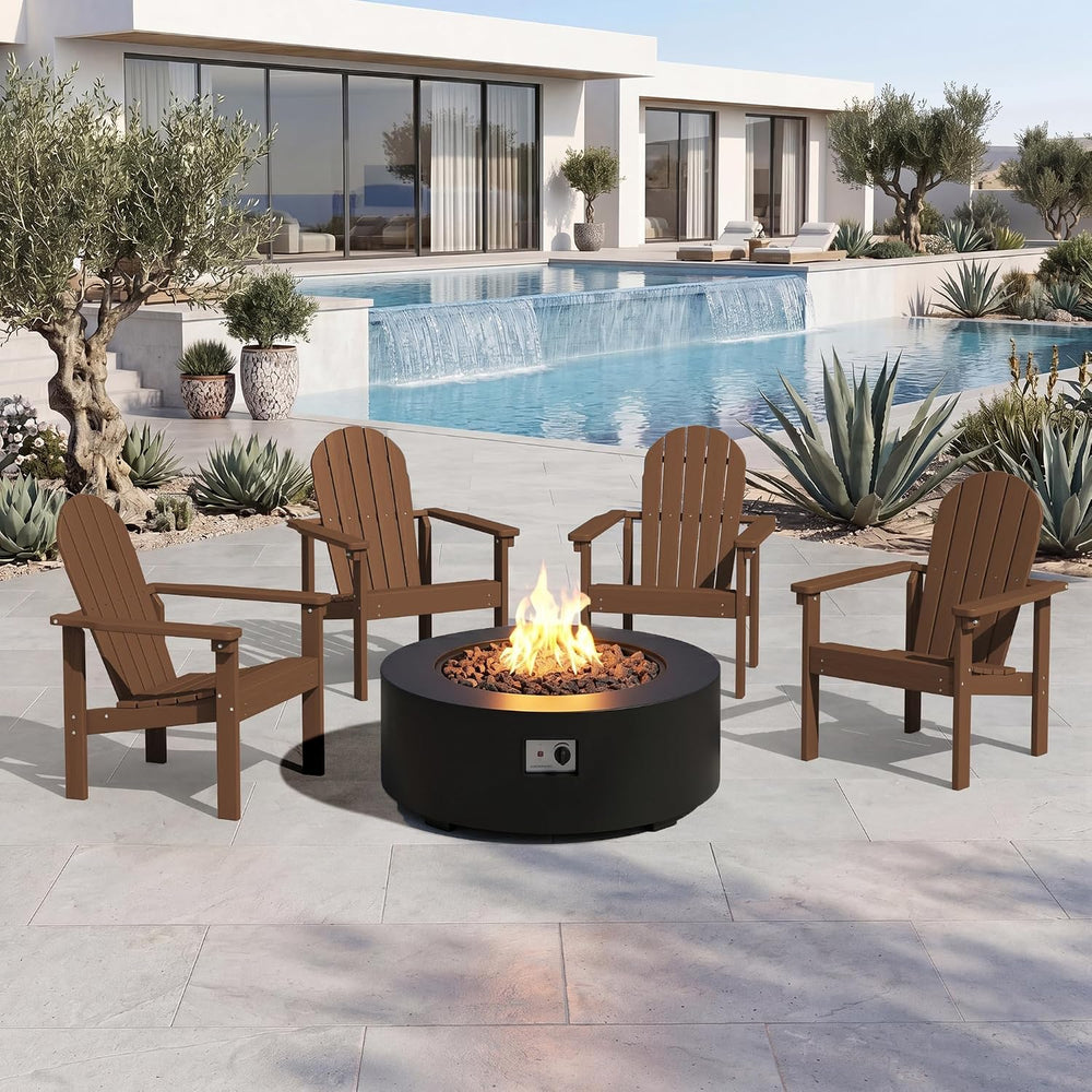 SERWALL HDPE Stackable Adirondack Chairs Set of 4,Space-Saving, Brown