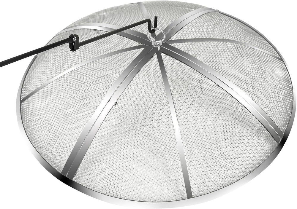 22Inch Fire Pit Spark Screen,Stainless Steel Fire Pit Screen Cover with Handl...