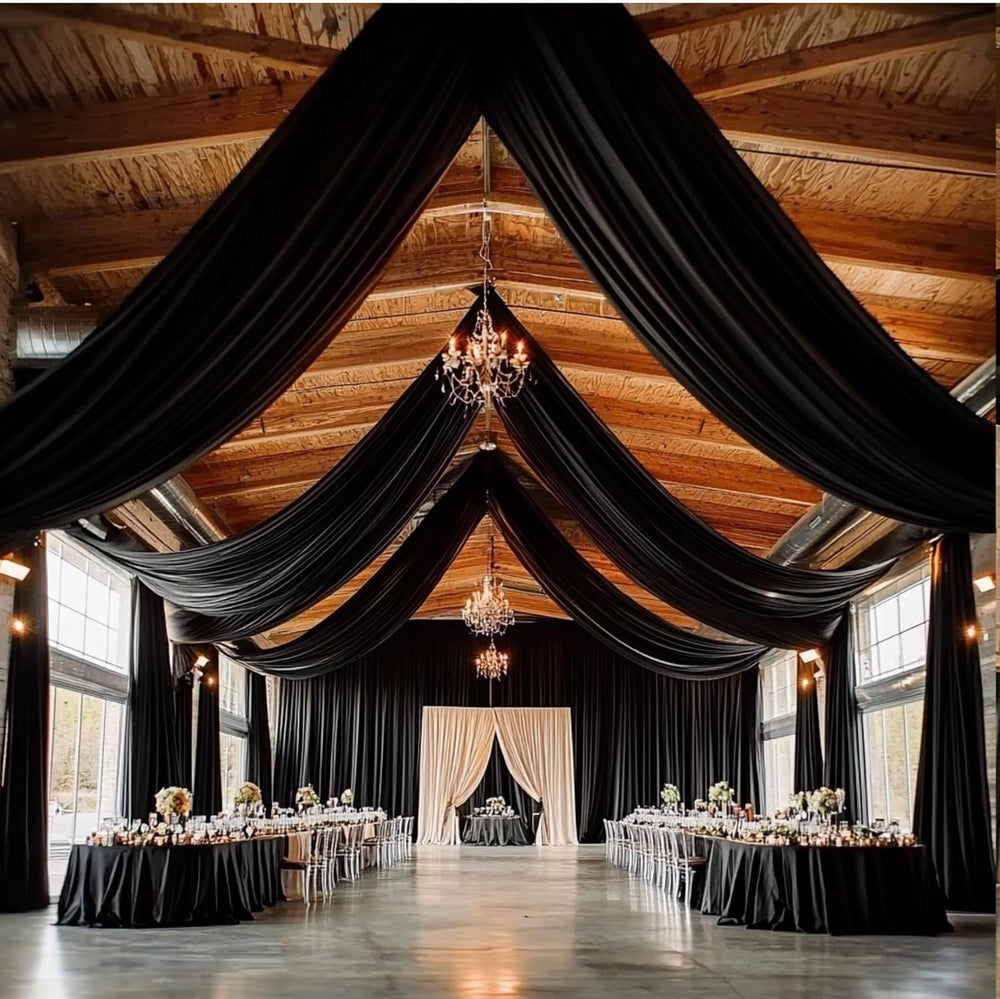 Outpain 10ftx20ft Black Backdrop Ceiling Drapes,2Panels 20ft Height Wrinkle F...