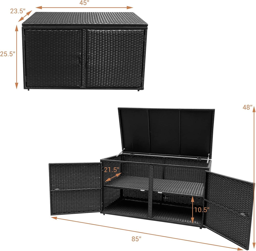 Giantex Rattan Deck Box Outdoor&Indoor 88 Gallon Wicker Storage Bench W/S...