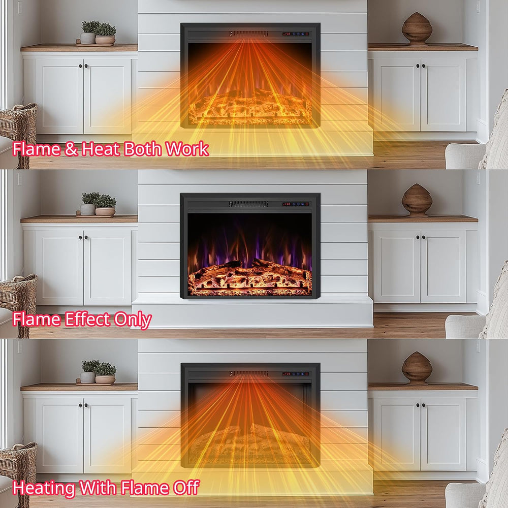 50" Width Electric Fireplace Inserts with Adjustable Flame Colors, Firep...