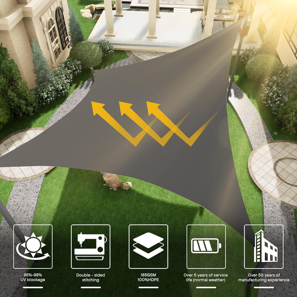 Sun Shade Sail, 16'x20' 95% UV Block Outdoor Canopy Dark Gray