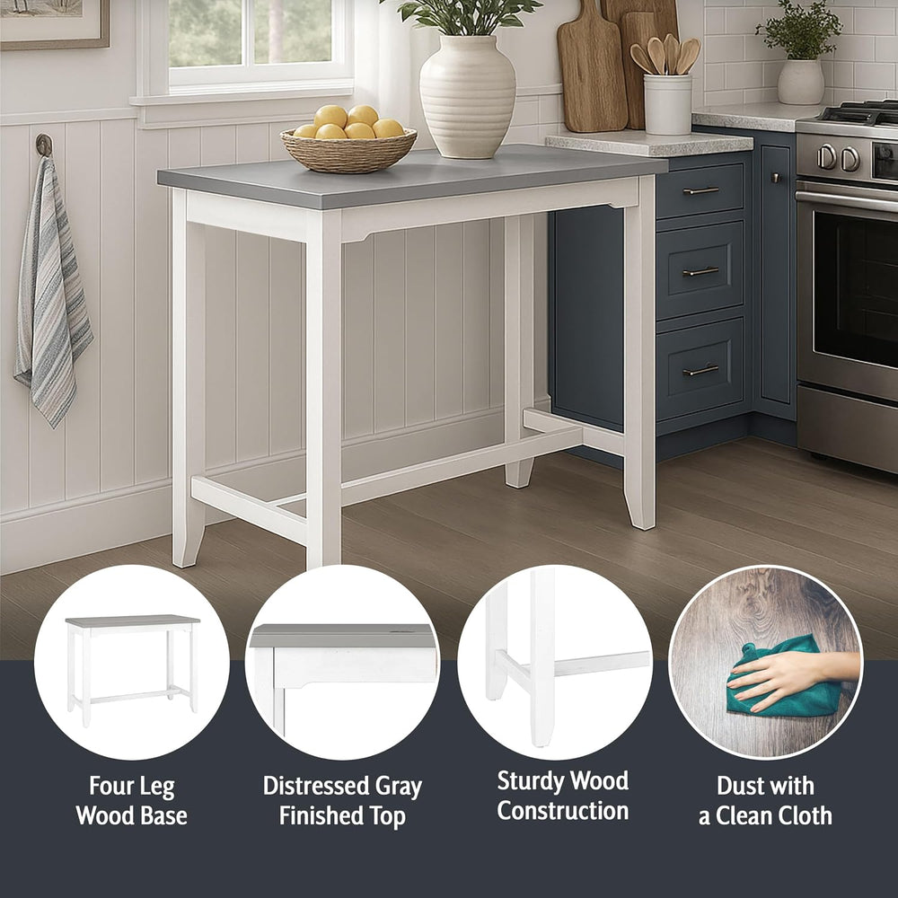 Hillsdale Furniture Hillsdale Clarion Side, Distressed Gray/Sea White Counter...