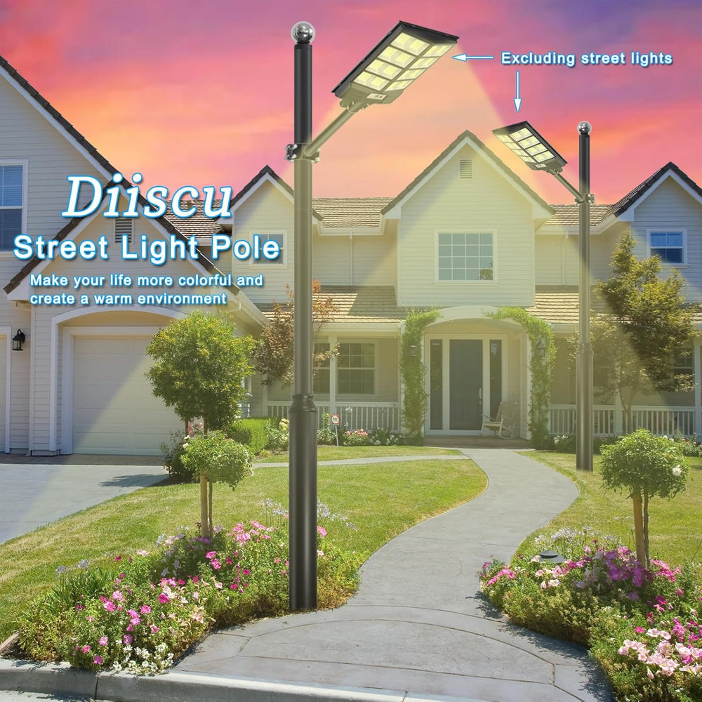 Street Light Pole 10ft Tall, Black Outdoor Galvanized Heavy-duty Metal Solar ...