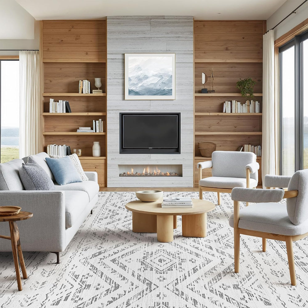 Miukiki 8x10 Area Rug for Living Room, Washable Soft Non Slip Rug Grey