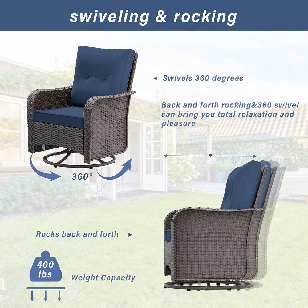 11 Pieces Patio Furniture Set with 2 Swivel Chairs Patio Furniture Outdoor Se...