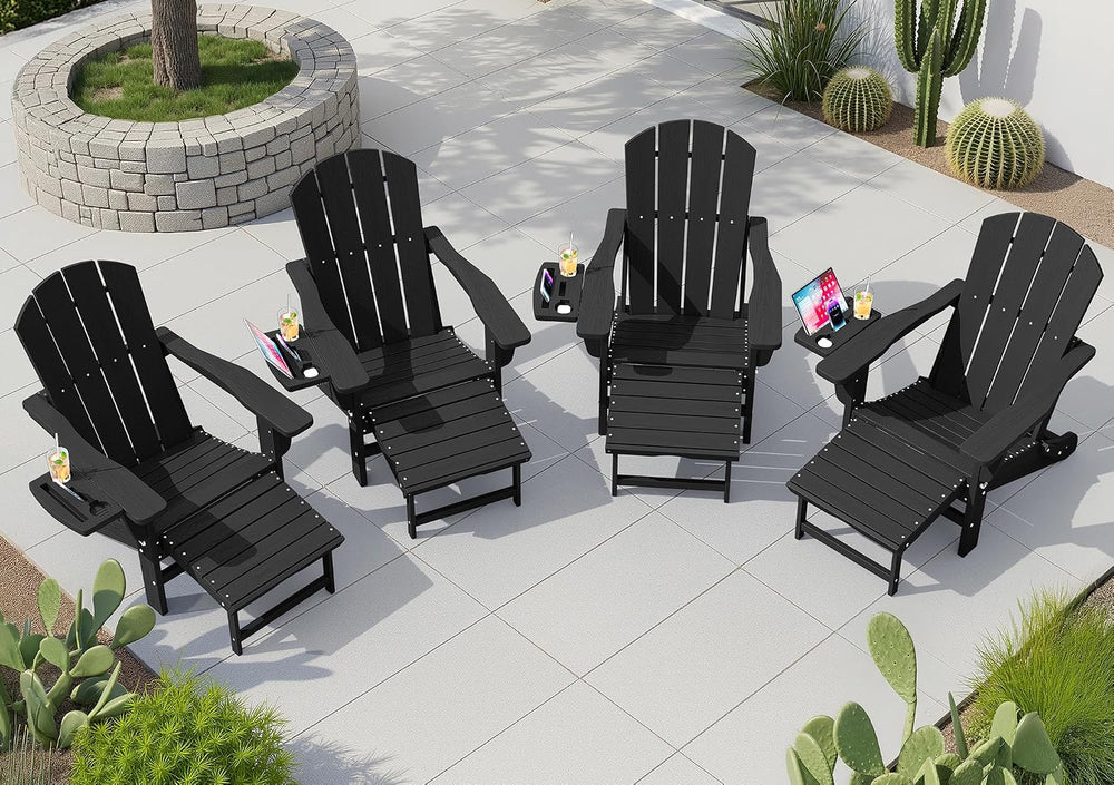 KINGYES Adjustable Folding Adirondack Chair with Footrest & 4-in-1 Multi-...