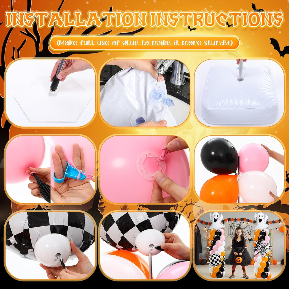 Kasyat 2 Sets Pink and Orange Halloween Balloon Arch Kit with Ghost Black Whi...