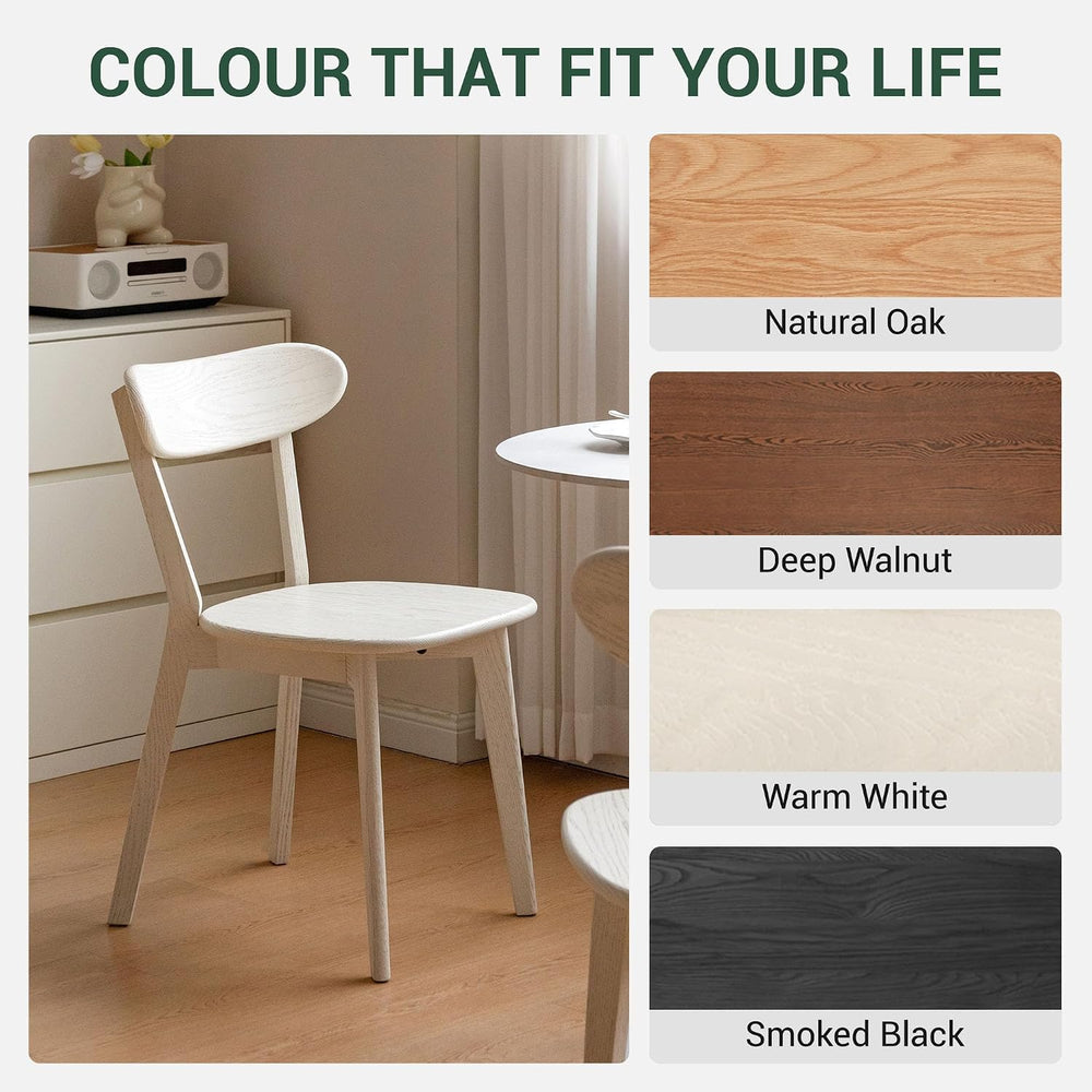 YESWOOD Oak Dining Chairs Set of 2, 100% Solid Wood Kitchen Chairs with Curve...