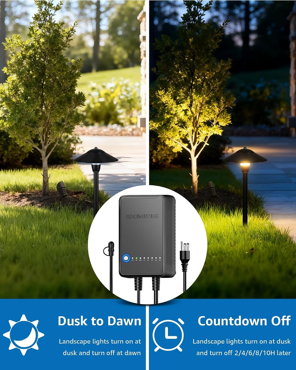 SUNVIE All-in-ONE Landscape Lighting Kit 6-Pack LED Outdoor Pathway Lights, 2...