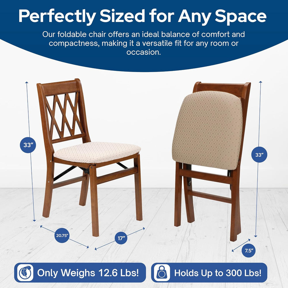 Stakmore Lattice Back Wooden Folding Chairs with Padded Seats, Set of 2 - No ...