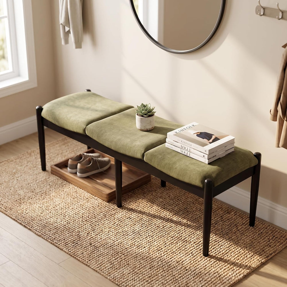 DUOMAY 55'' Modern Ottoman Bench, Chenille Upholstered Entryway Bench...