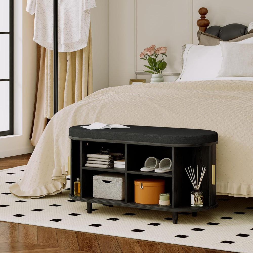 DHH 2-Tier Storage Bench,Wide Shoe Bench with Thickened Padded Seat Cushion, ...