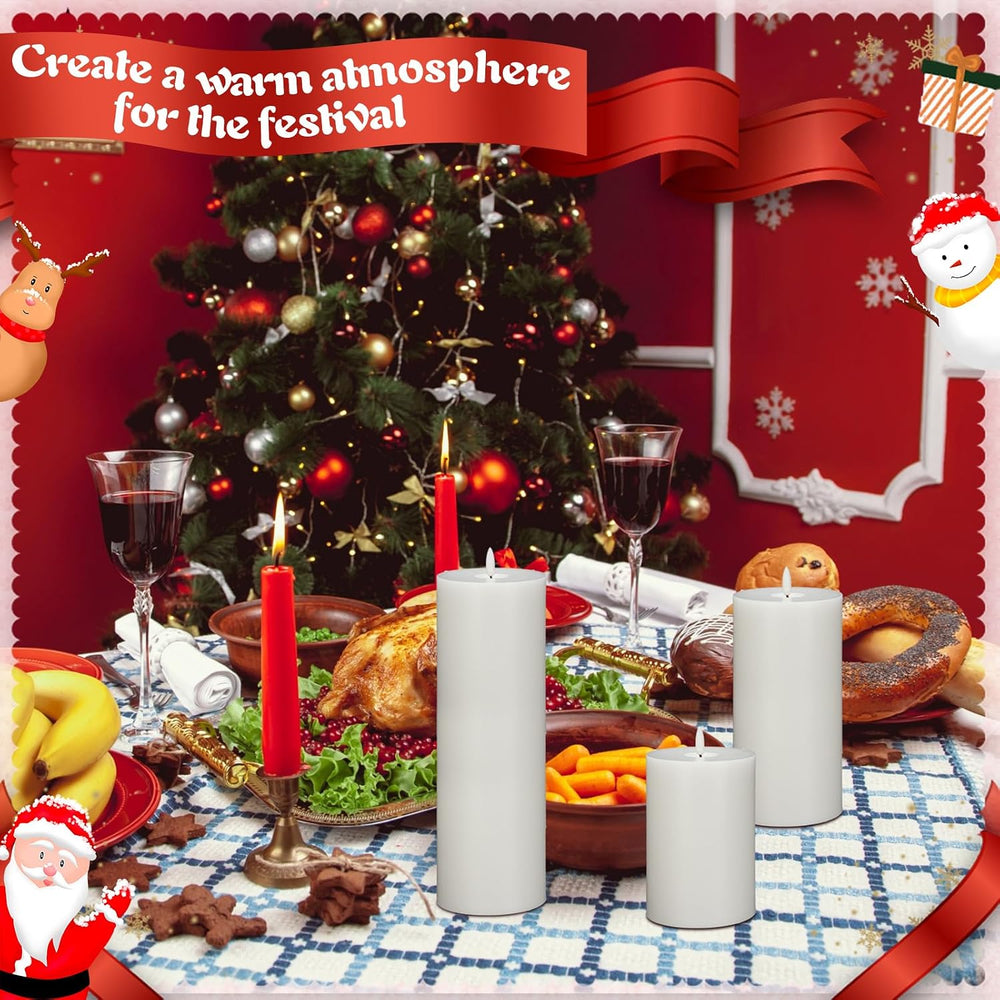 Retisee 3 Pcs White 6/8/12 Icnhes Flameless LED Candles with Remote and 2/4/8...
