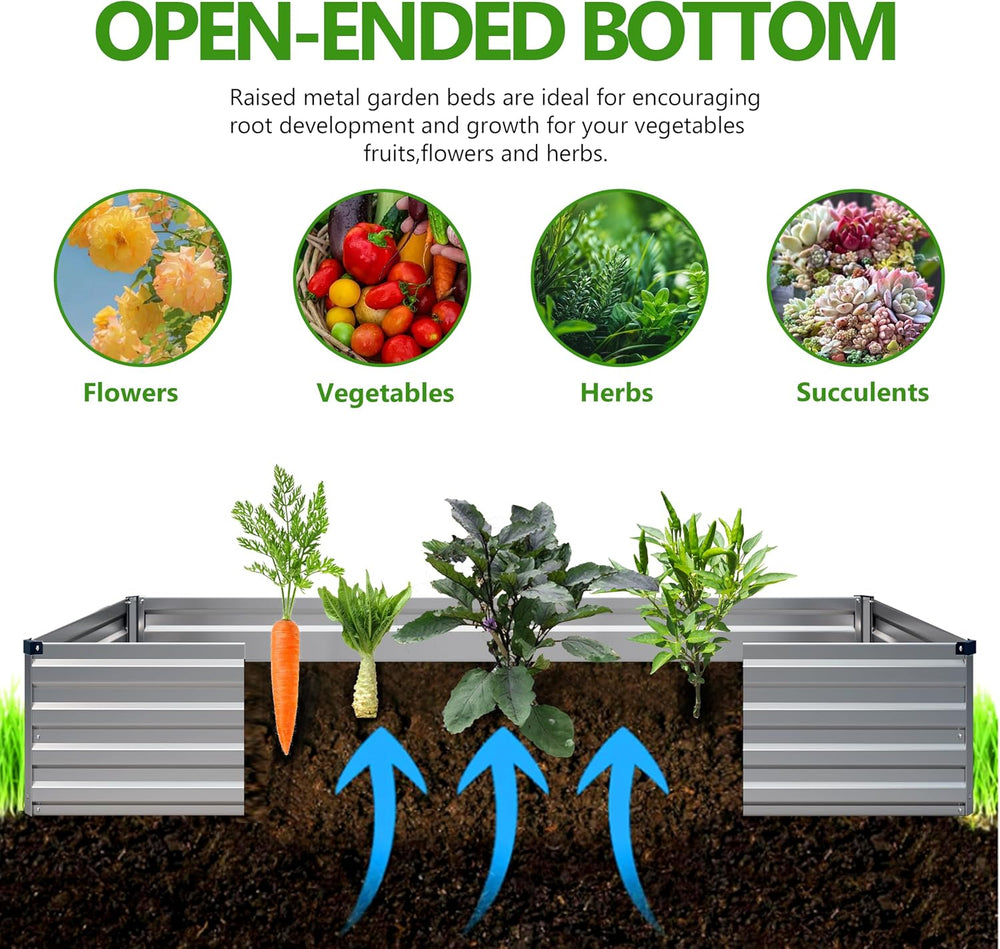 2PCS 7x3x1ft Galvanized Raised Garden Bed,Outdoor Planter Box Metal Patio Kit...