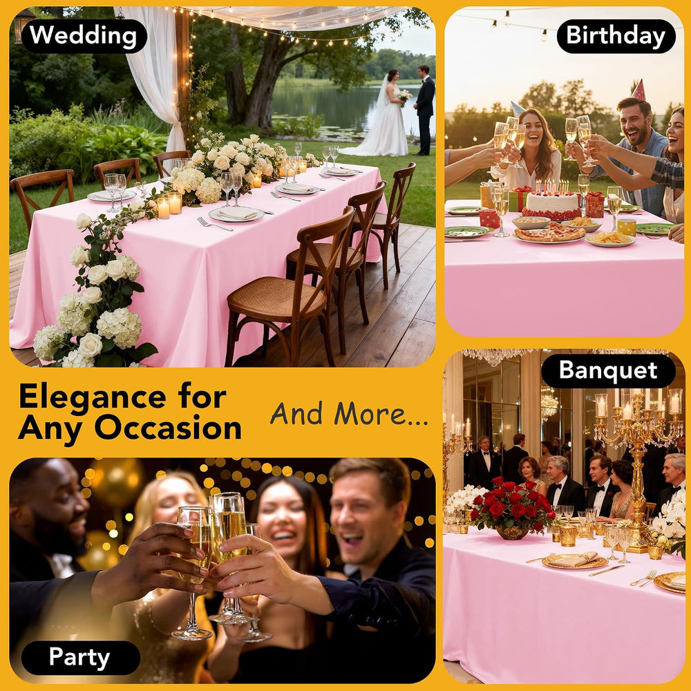 10-Pack Pink Tablecloths for Rectangle Tables, 60 x 102 Inches