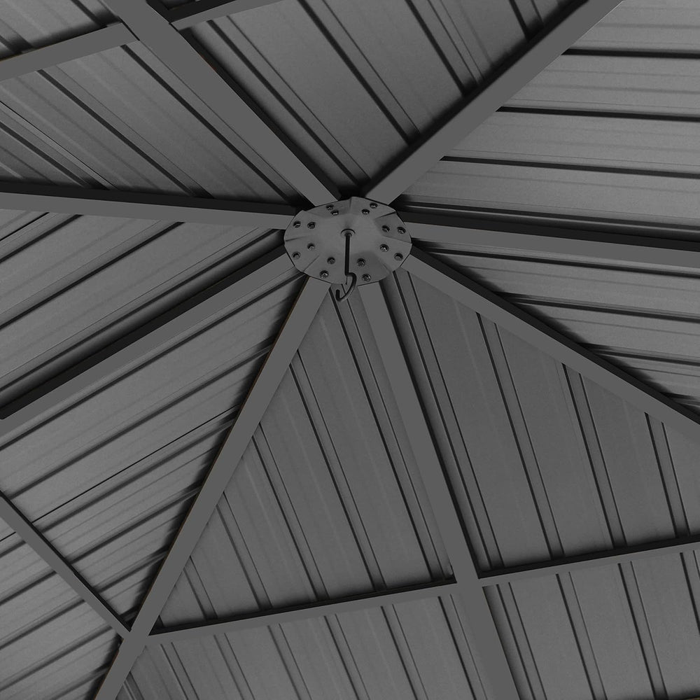 TOOLPORT 10x10 ft Hardtop Gazebo Steel Roof, Champagne
