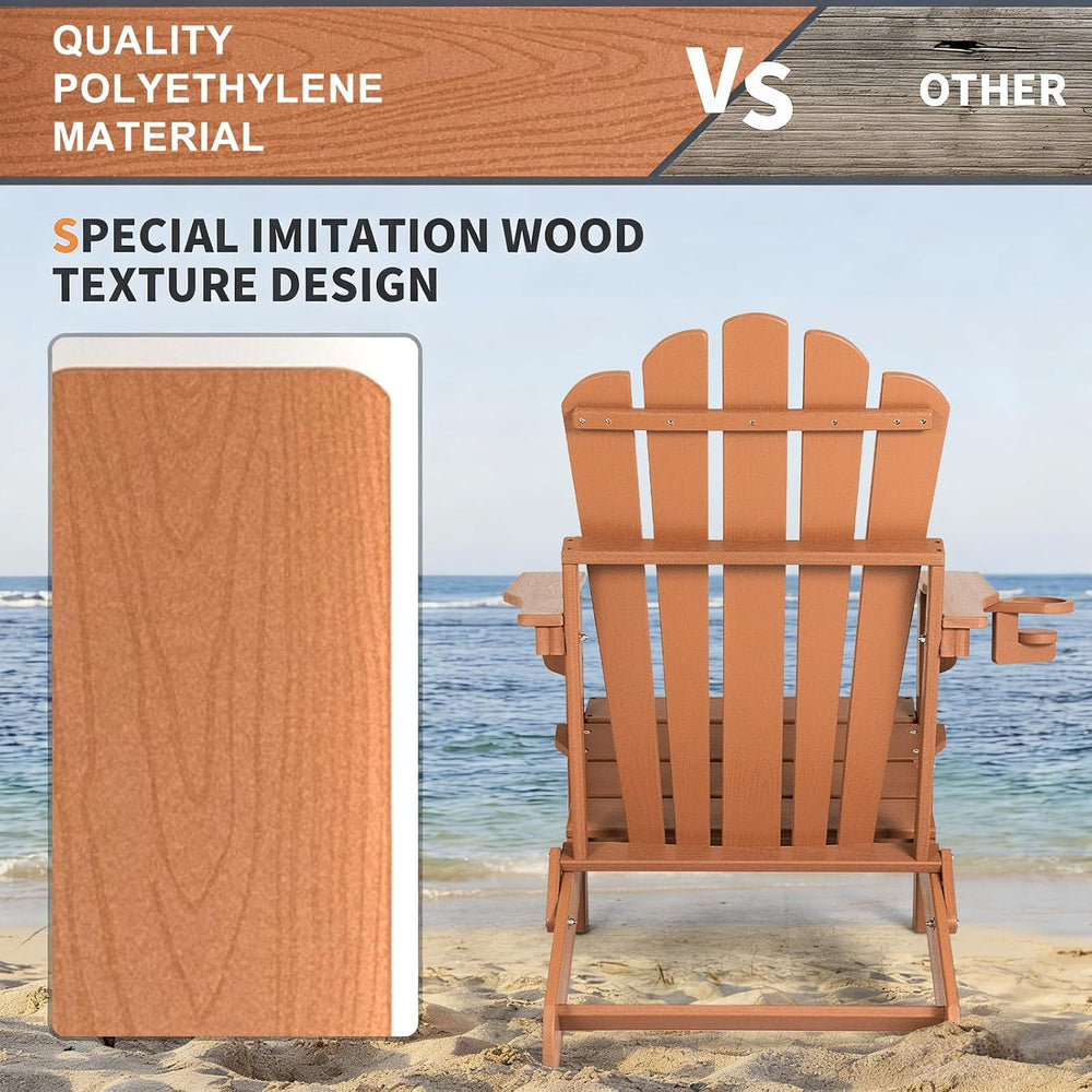 FUNBERRY Oversized Folding Adirondack Chair Set of 2, Fire Pit Chair 400LBS