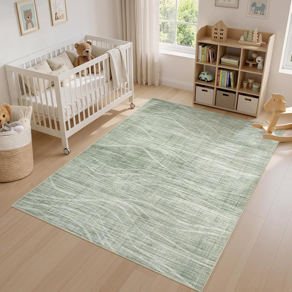 WITSHOCK 10x14 Area Rugs for Living Room, Washable Rug Large Carpet Green