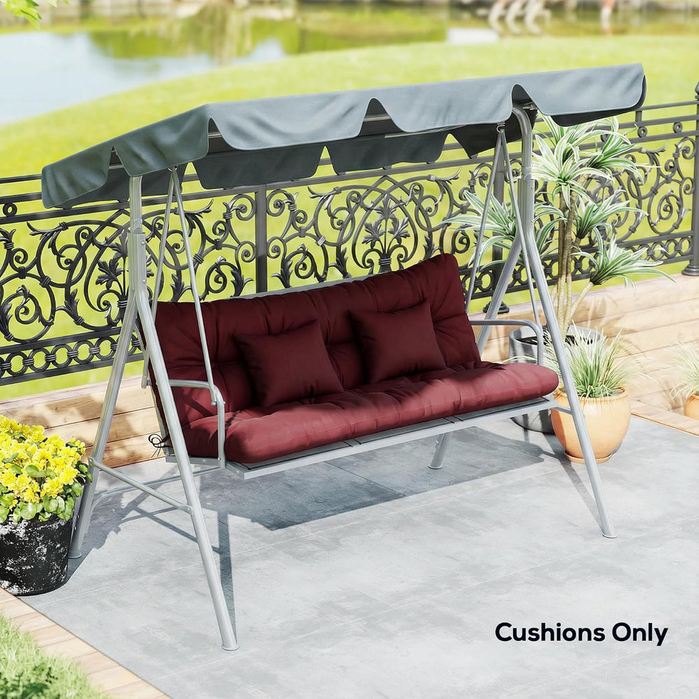 Outsunny 59" Tufted Bench Cushions & Throw Pillows 4 Piece Wine Red