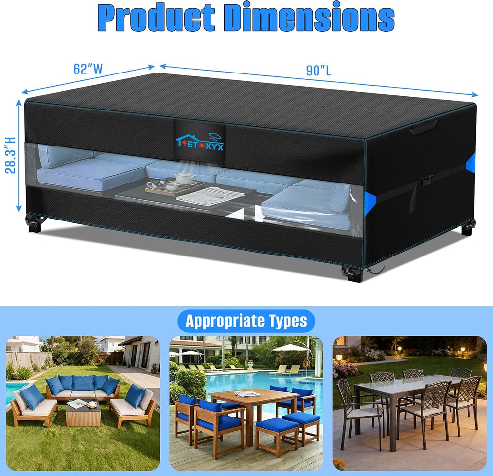 Patio Furniture Covers, 420D Oxford (90" L x 62" W x 28" H)