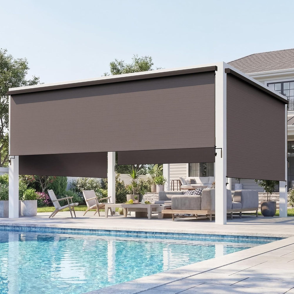 Integrated 4'W x 6'H Outdoor Roller Shade for Sun & Privacy Prote...