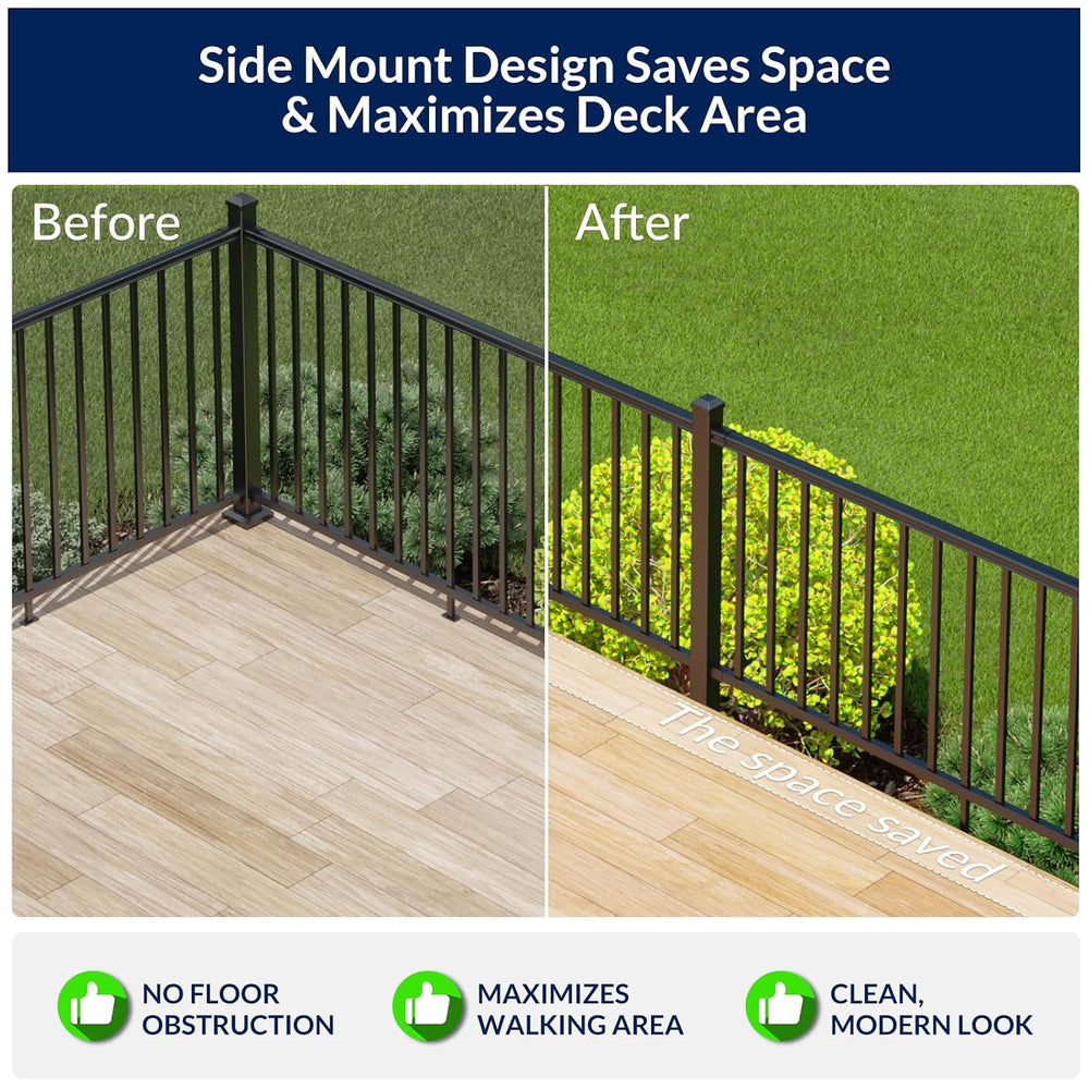 Egadis 2 Pack 36in H x 6ft W Modular Side Mount Aluminum Deck Railing Kit