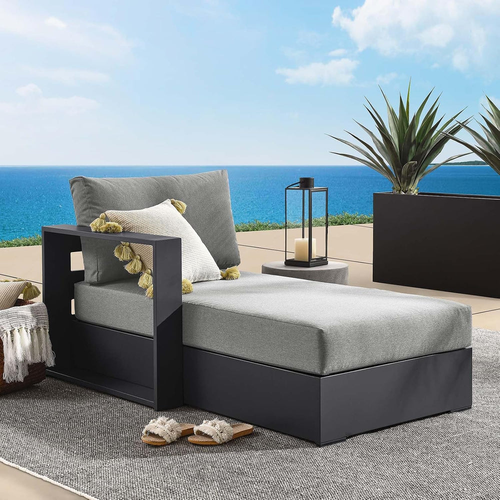 Modway Tahoe Aluminum Outdoor Chaise Lounge in Gray Charcoal with Weather-Res...