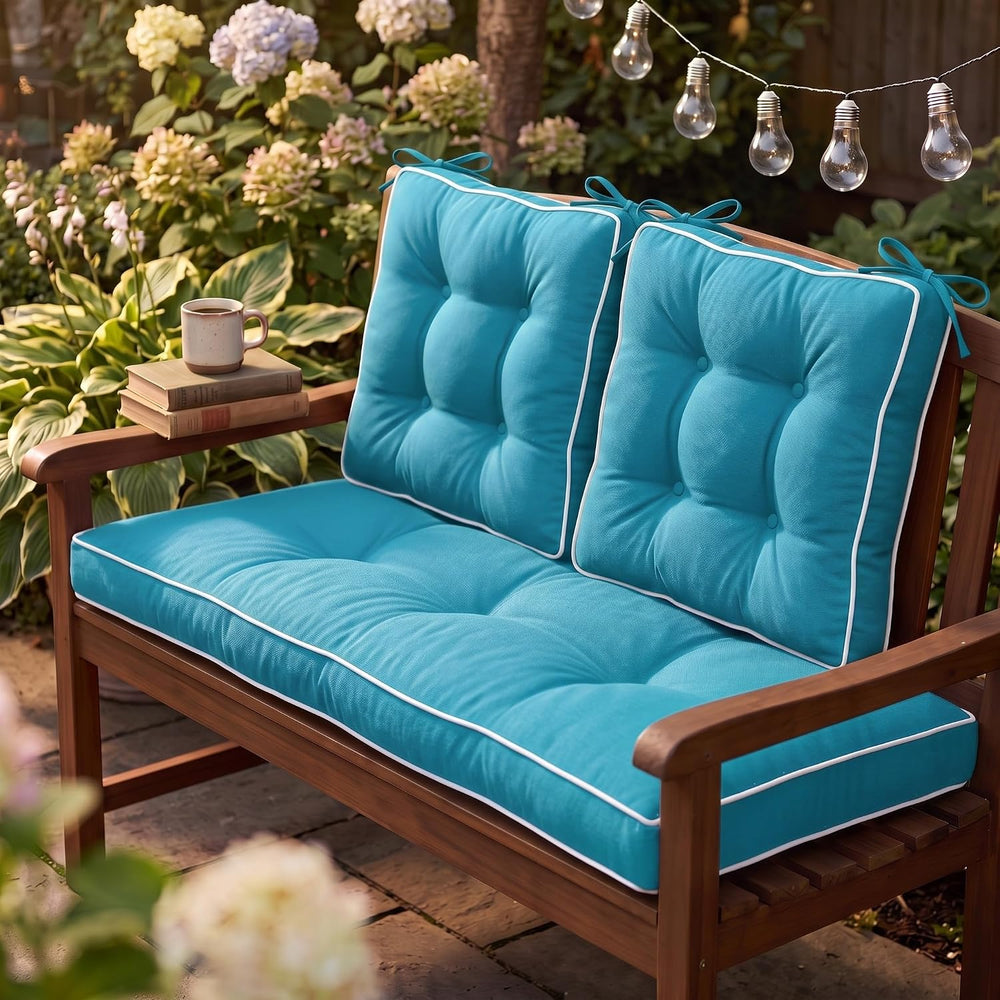 Wenqik 44 x 19 x 4 Inch Outdoor Bench Cushion Set of 3 Waterproof Tufted 1 Pa...