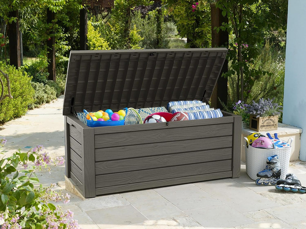 Keter Westwood 150 Gallon Resin Large Outdoor Storage Box for Patio Furniture...
