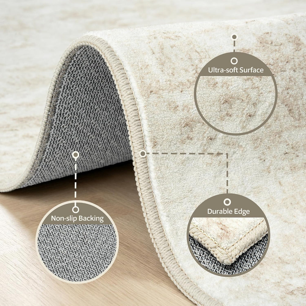 9x12 Area Rugs for Living Room Large Washable Beige Carpets for Bedroom